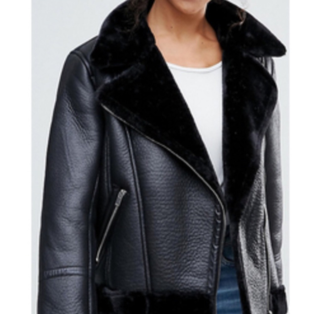 Miss Selfridge Black Aviator Jacket